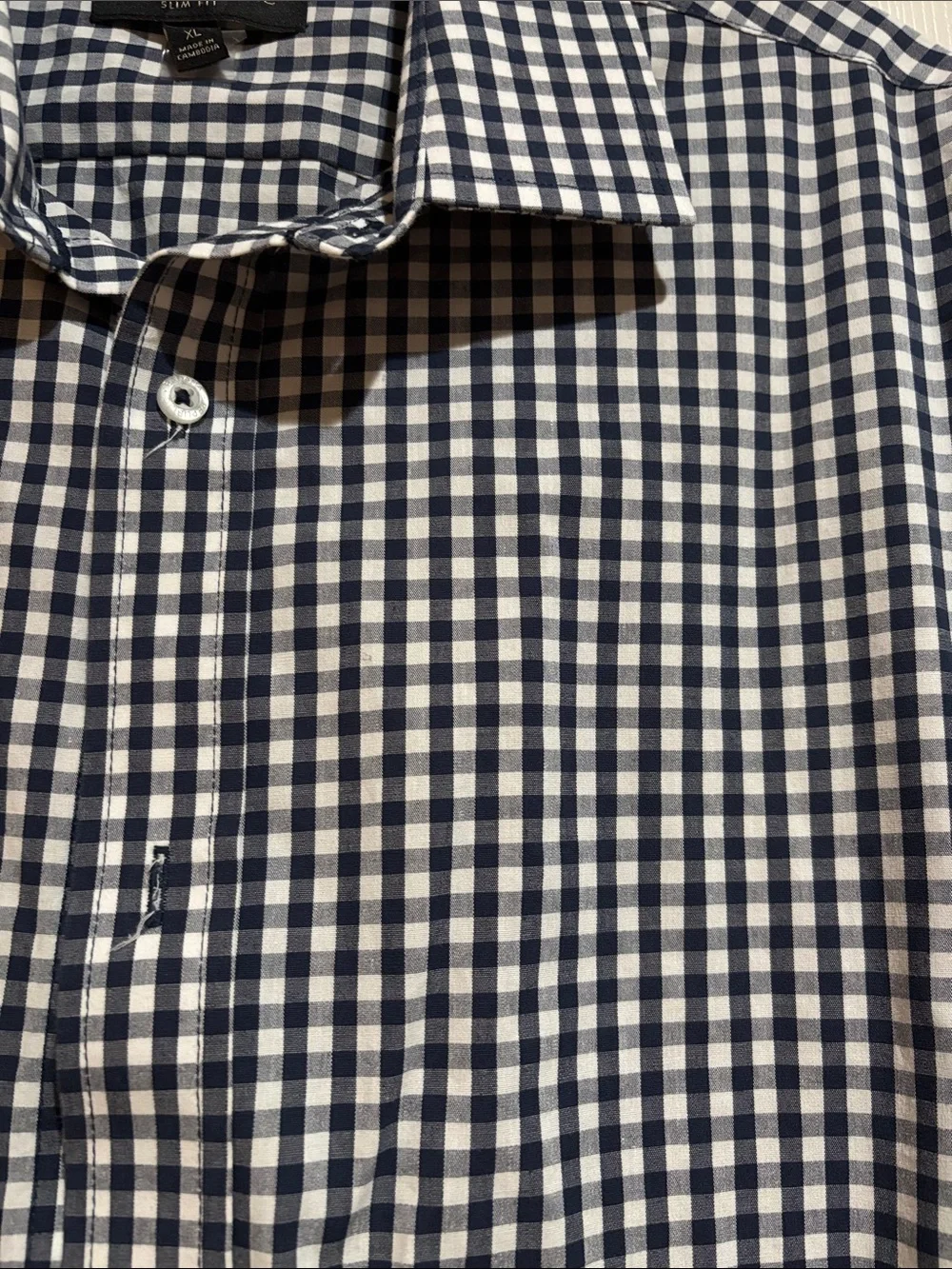 Banana Republic Navy and White Gingham Dress Shirt